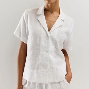 Quince Classic White Linen Button Down Shirt